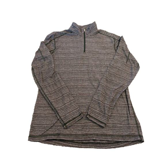 Lululemon Men's Shirt Activewear Quarter Zip Red Gray Black Stripe Size L - Picture 1 of 5